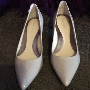 Calvin Klein nude patent leather heels